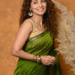 Very Much Indian Handloom Pure Cotton Silk Saree With Sleek Golden Border - Green | Swadesiicart