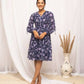 FIORRA Women's Blue Georgette Floral Printed Western Dress - Swadesiicart