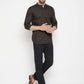 Even Apparels Brown Pure Cotton short Men's Kurta With Band Collar | Swadesiicart