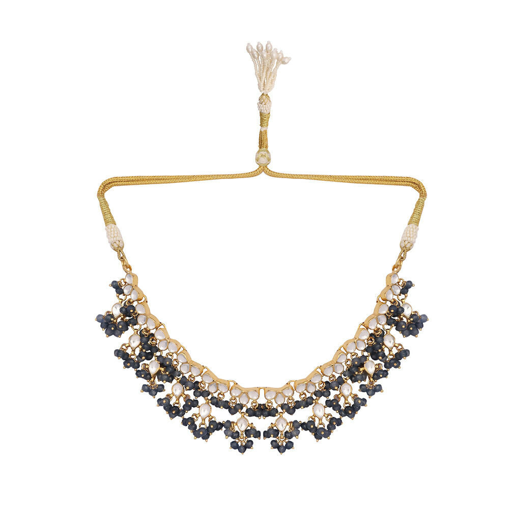 Nuyug 22K Gold Plated Azure Dusk Kundan Necklace | Swadesiicart