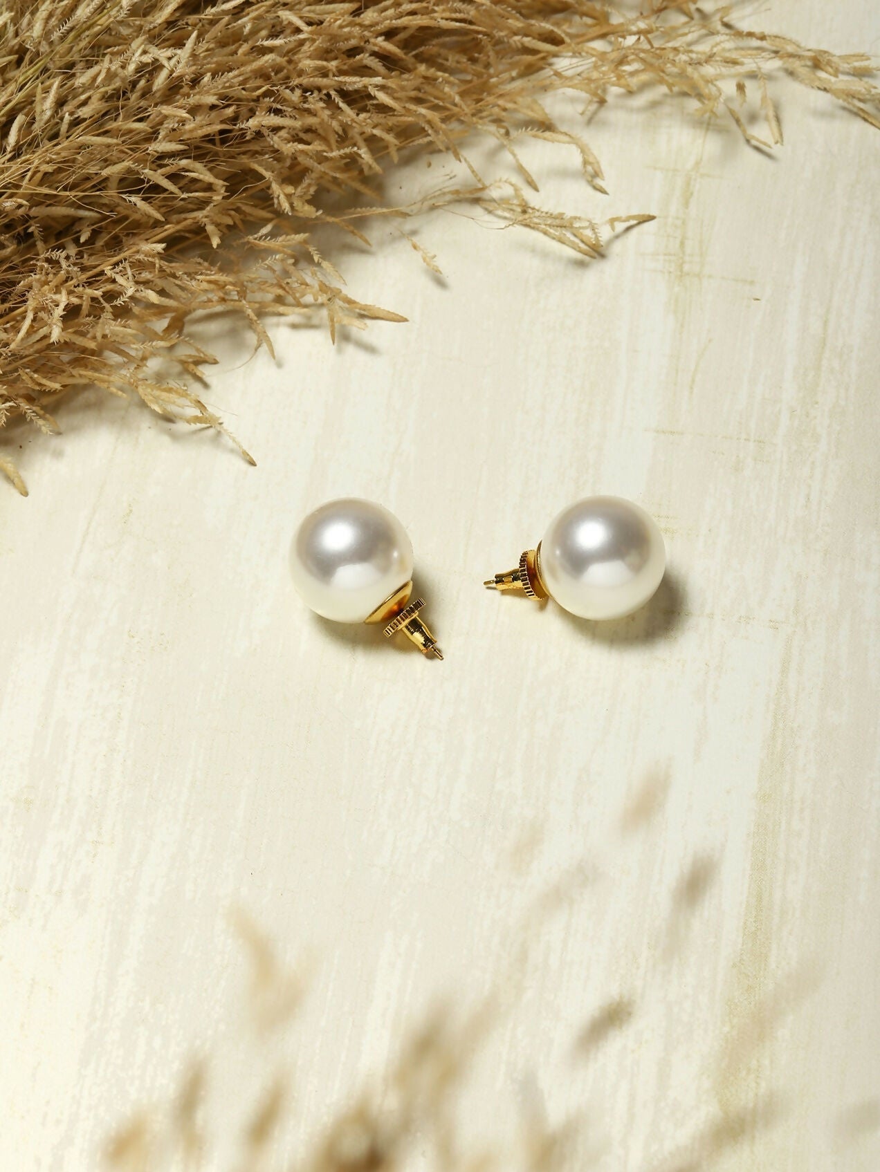 Oversized pearl Studs (22 mm)- Ruby Raang | Swadesiicart