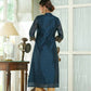 Juniper Blue Chanderi Festive Embroidered Polka Dot Printed A-Line Kurta For Women | Swadesiicart