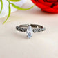 VOJ white CZ-detail Stainless Steel Cubic Zirconia Rhodium Plated Adjustable Finger Ring | Swadesiicart