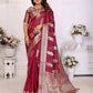 Aastha Fashion Wine Soft Organza Silk Weaving Saree