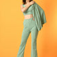 Myshka Women's Green Solid Coat With Trousers - Swadesiicart