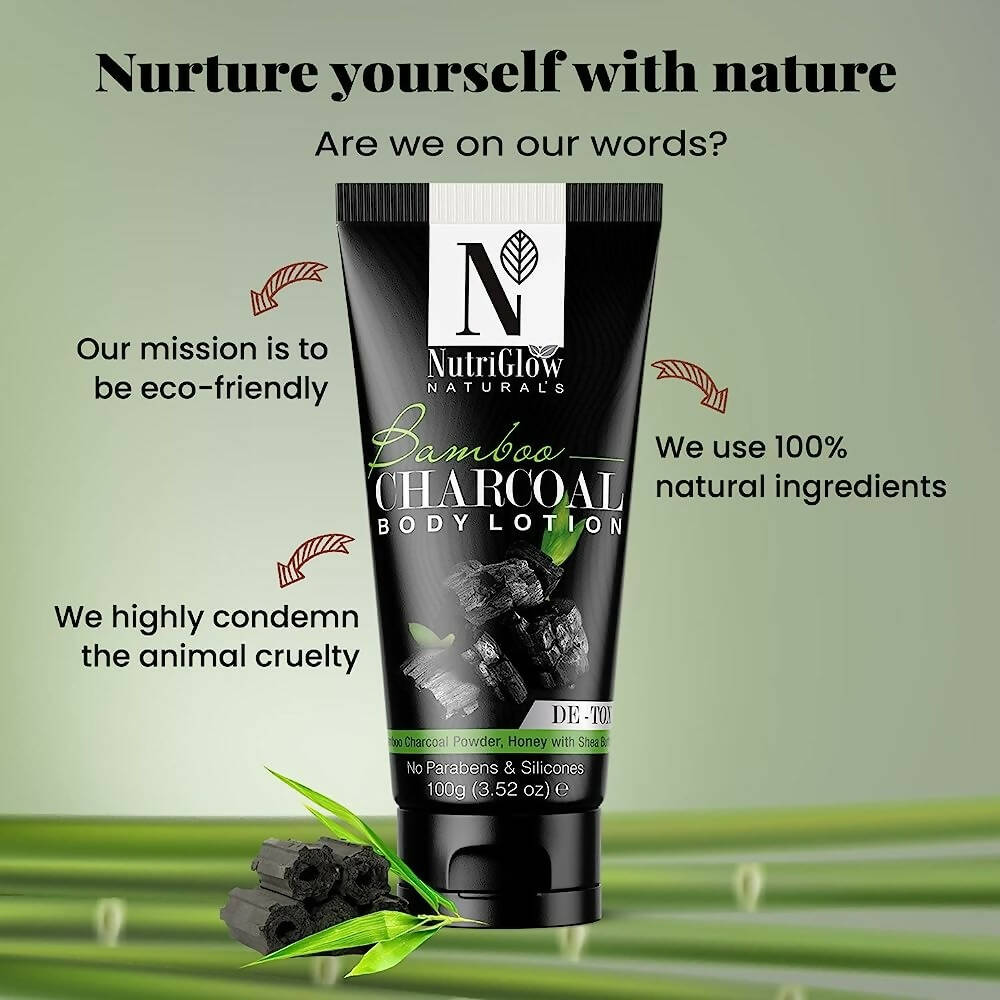 NutriGlow Natural’s Bamboo Charcoal Body Lotion - Swadesiicart
