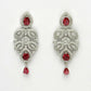 NVR Women's silver plated Maroon CZ stone handcrafted jewellery set - Swadesiicart