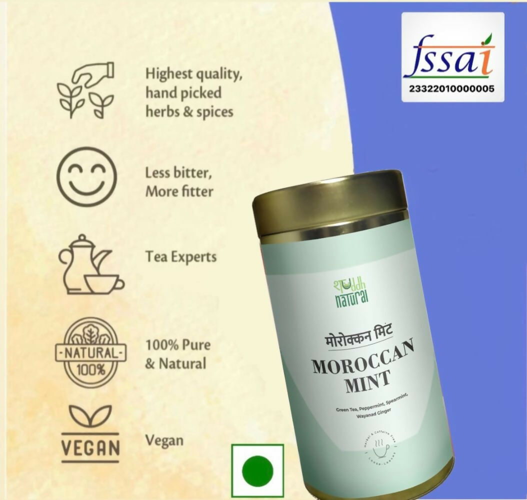 Shuddh Natural Moroccan Mint Green Tea | Swadesiicart