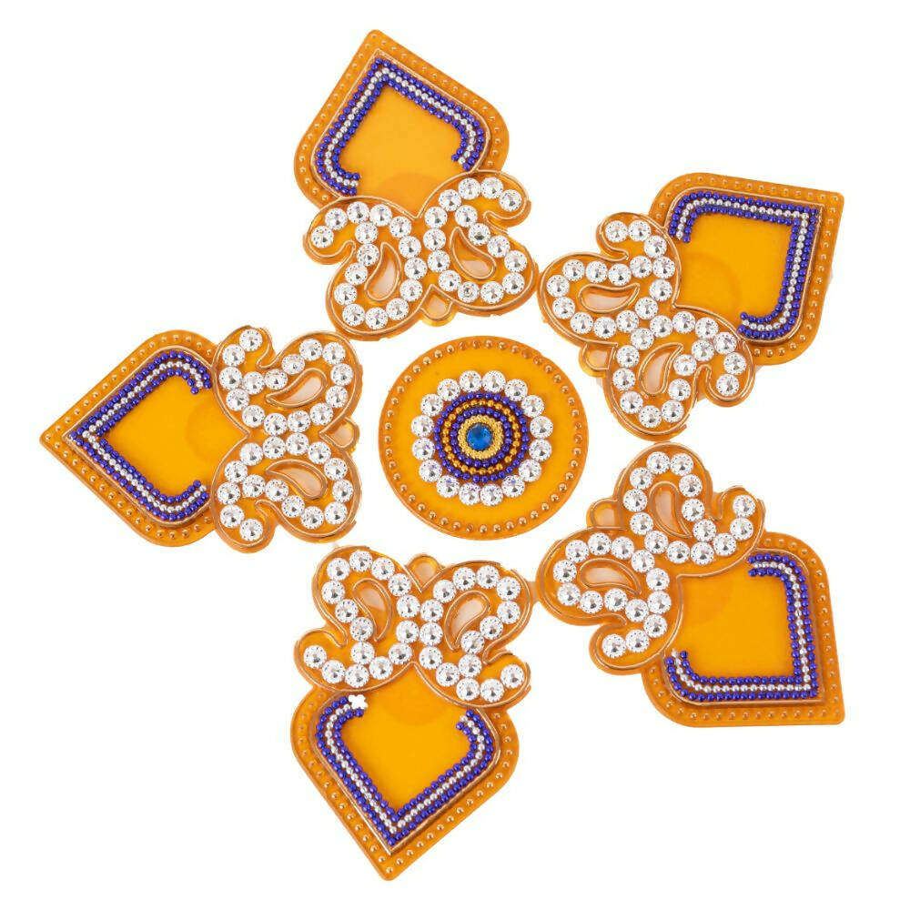Kundan HandiKrafts Designer Double Kairi Rangoli Yellow (Baby) - Aahana - The Bliss Store