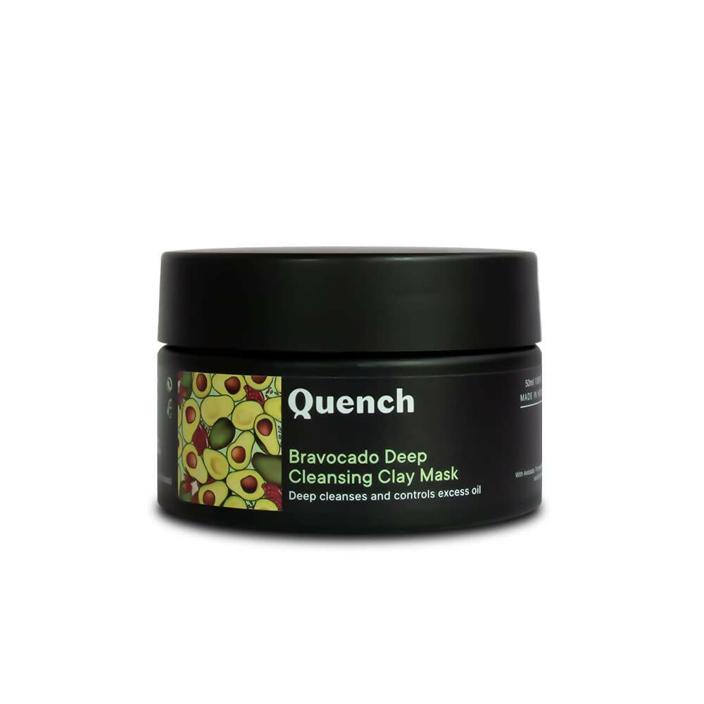 Quench Botanics Bravocado Deep Cleansing Clay Mask With Avocado, Rice Water & Pomegranate - Korean Skincare | Swadesiicart