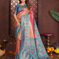 Aastha Fashion Orange Tissue Silk Weaving Saree