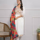 White Viscose Silk Embroidery with Thread and sequence Stitched Suit With Dupatta - Tanisha | Swadesiicart