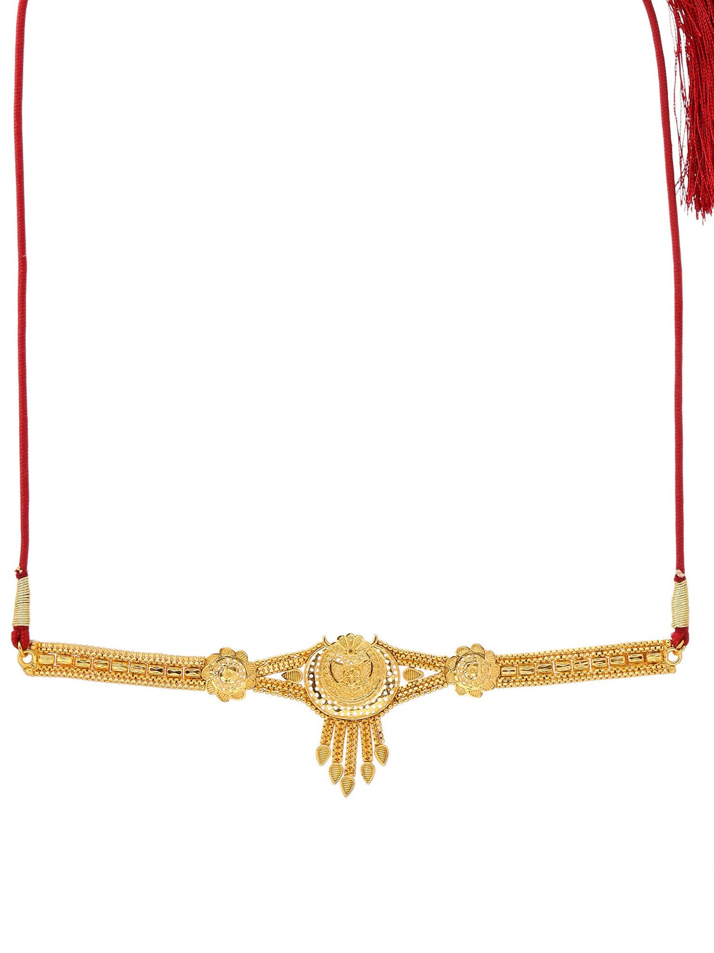 Ruby Raang Golden Choker with Earrings | Swadesiicart