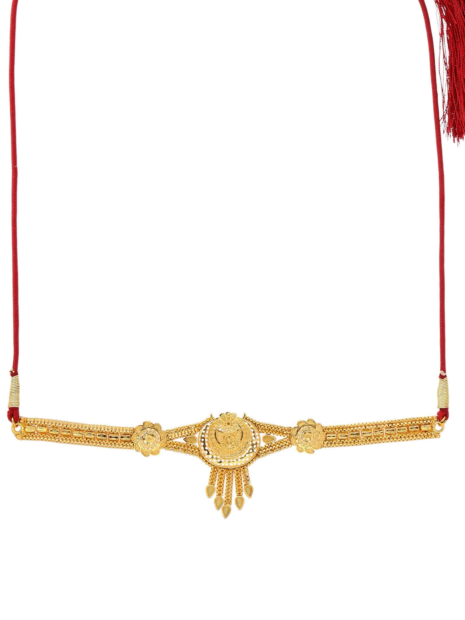 Ruby Raang Golden Choker with Earrings | Swadesiicart
