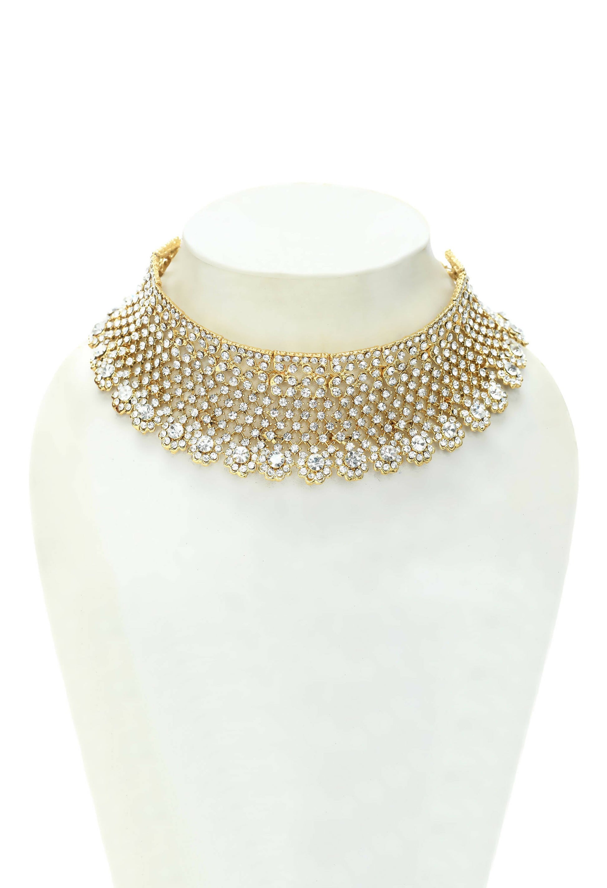 Mominos Fashion Johar Kamal Traditional Rajwadi Design Heavy Golden Colour Necklace Set - Swadesiicart