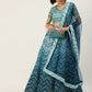 House of Panchhi Women Teal shading Net Mirror Embroidered Lehenga & Blouse with Dupatta | Swadesiicart
