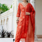 The52 Orange Women's Gorgeous Rayon Embroidered Straight Kurta with Pant And Dupatta Set - Swadesiicart