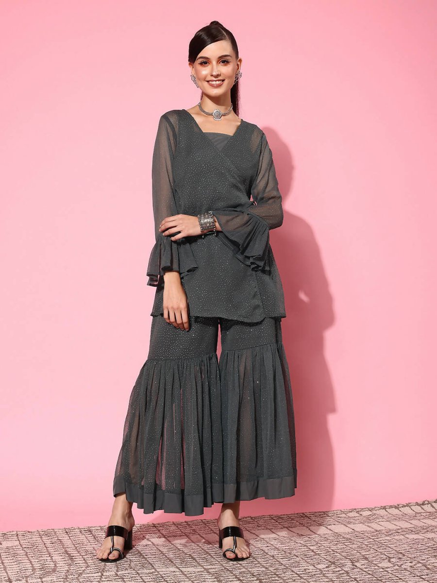 Ahalyaa Women's Traditional Wear Co-ods - Grey | Swadesiicart