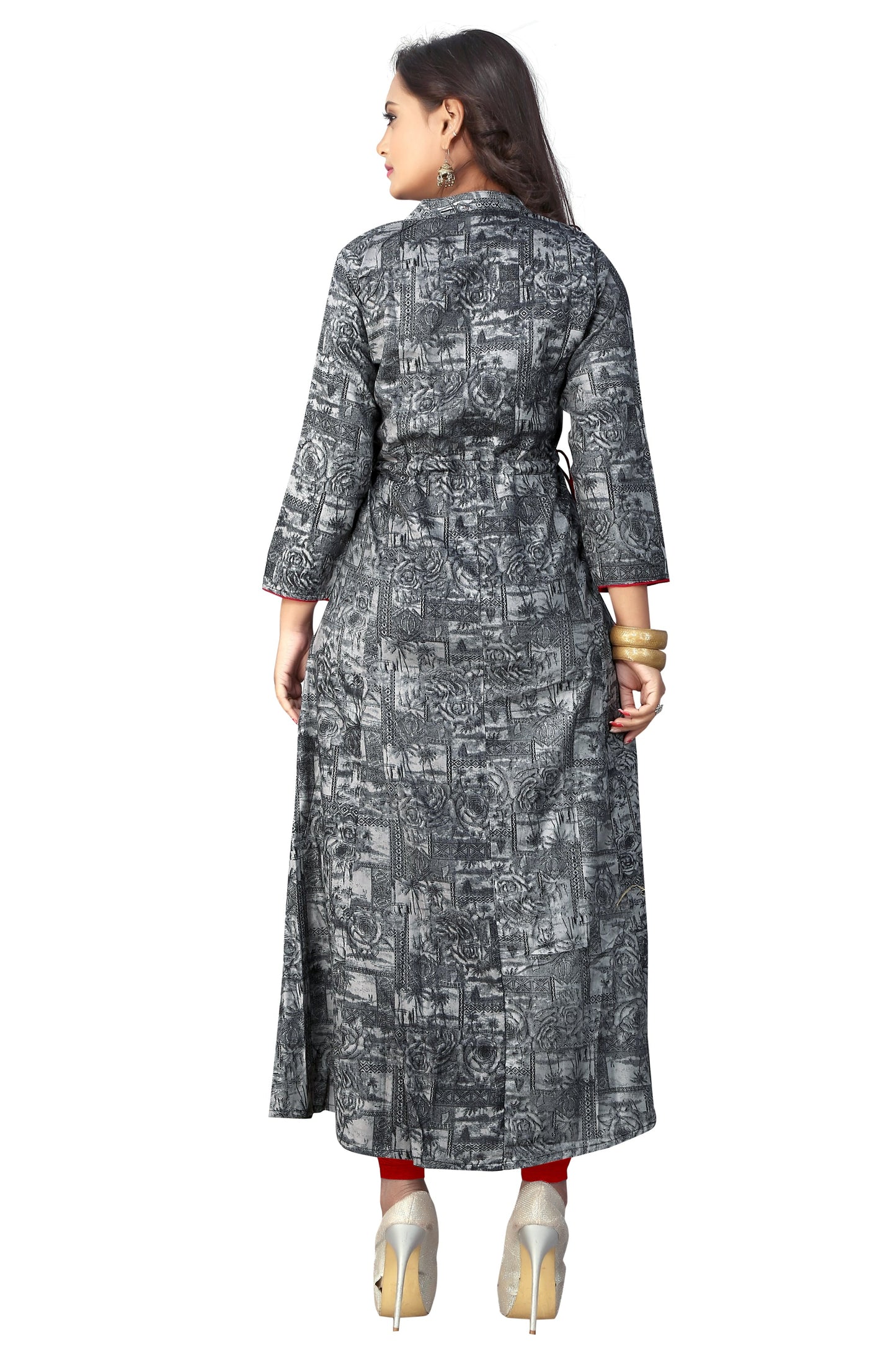 NOZ2TOZ Women's Grey Color Rayon A-Line Kurta (1Pc) - Swadesiicart
