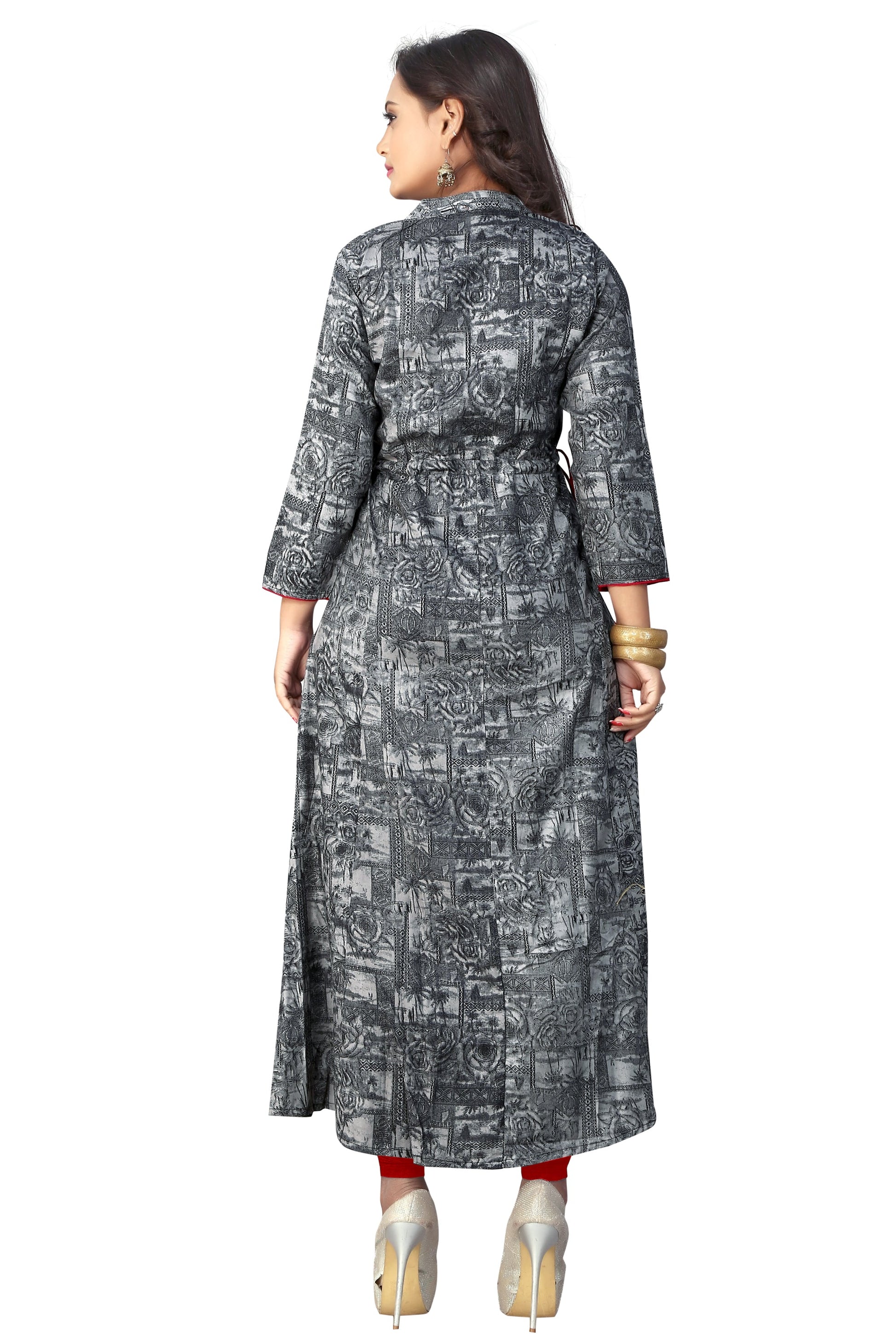 NOZ2TOZ Women's Grey Color Rayon A-Line Kurta (1Pc) - Swadesiicart