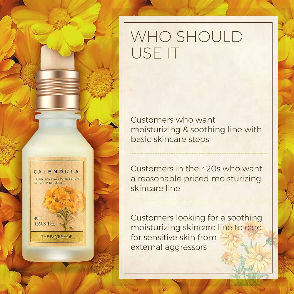The Face Shop Calendula Essential Moisture Serum - Korean Skincare | Swadesiicart