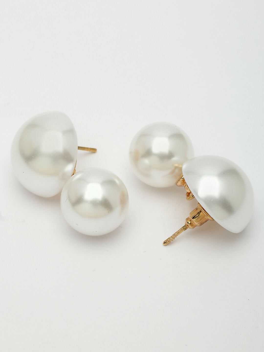 NVR Women's White Pearl Gold-Polished Circular Drop Earring | Swadesiicart