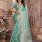 Aastha Fashion Sea Green Soft Organza Silk Weaving Saree