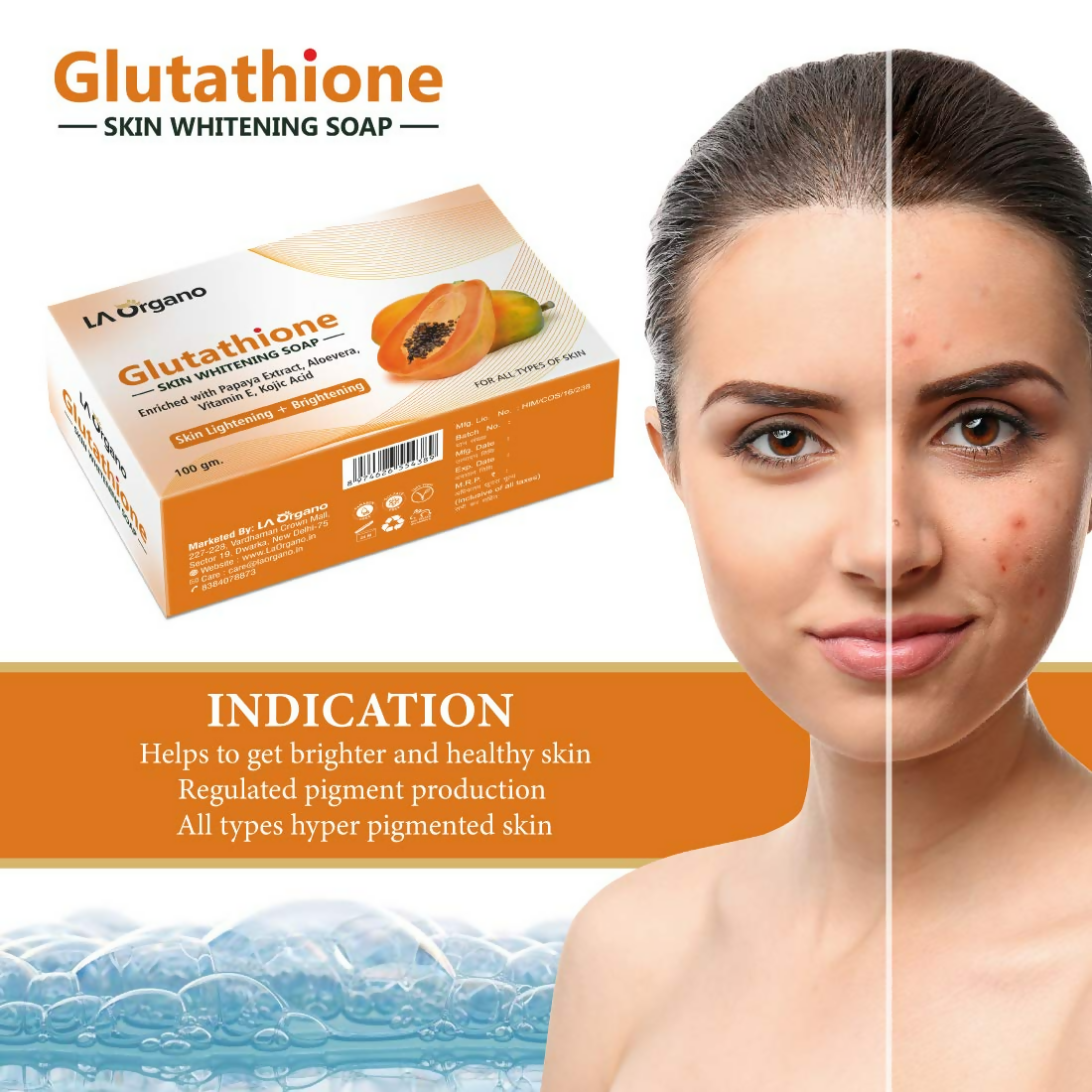 LA Organo Glutathione Papaya Soap and Papaya Cream Combo | Swadesiicart