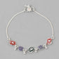 VOJ Set of 2 Silver Plated Designer Multi Color Anklet - Swadesiicart