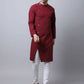 Even Apparels Maroon Pure Cotton Sherwani Men's Kurta With Asymetrical Cut | Swadesiicart