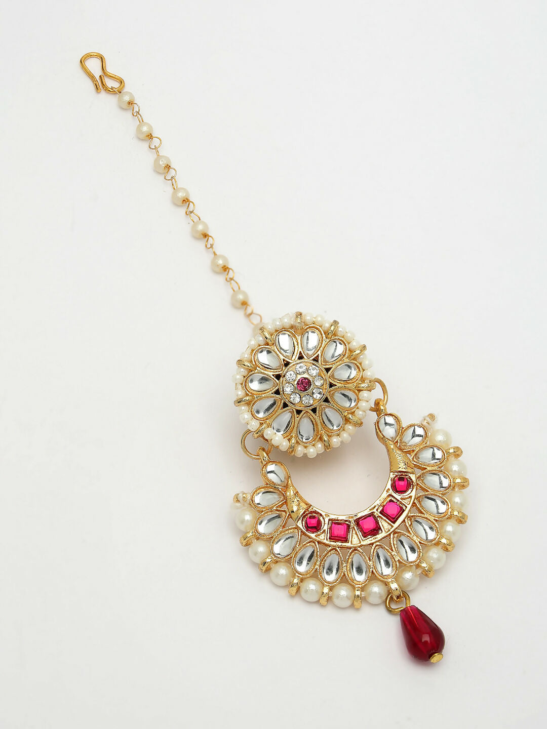 NVR Women's Gold-Polished CZ Stone-Studded Maang Tikka - Swadesiicart