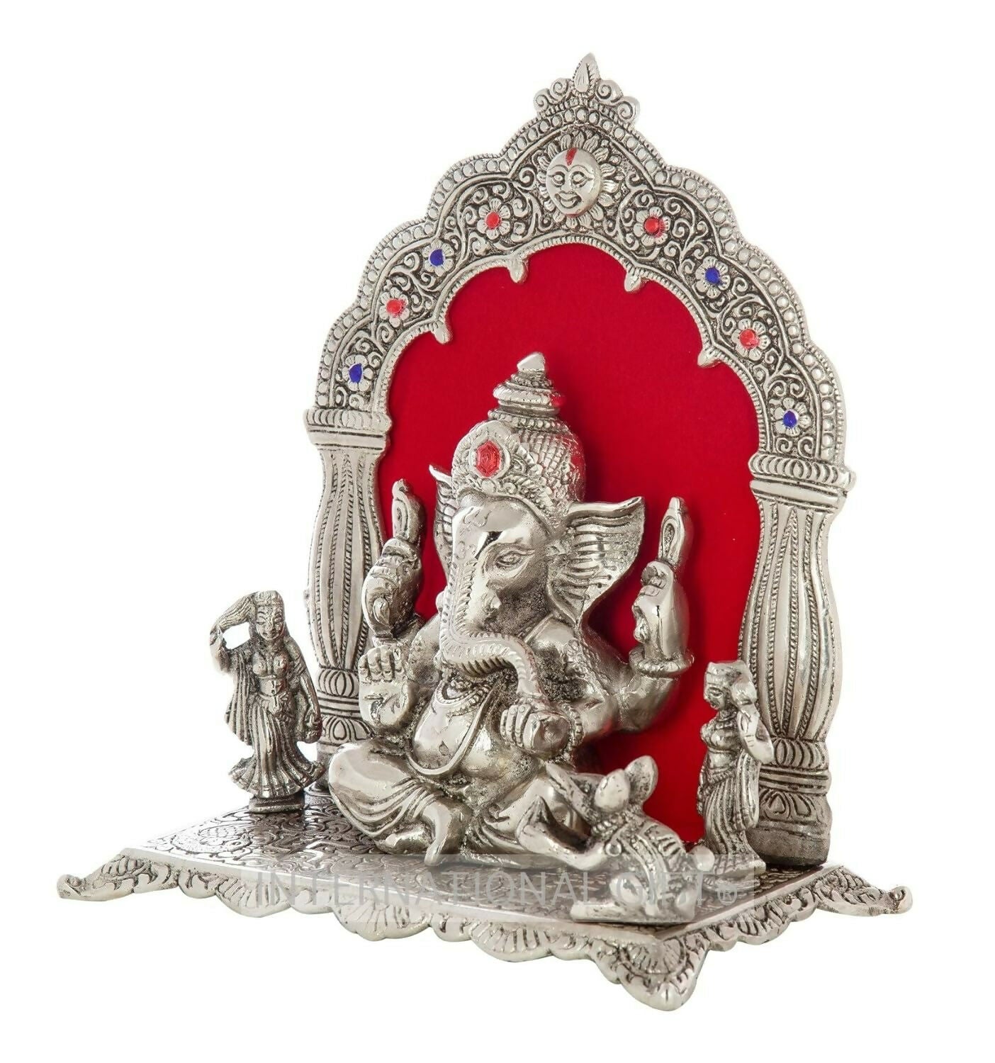 International Gift Silver-Plated Oxidized Finish Ganesha Idol - Swadesiicart