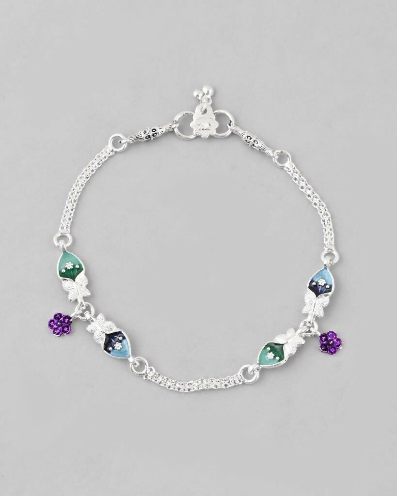 VOJ Set of 2 Mutli Color Meenakari Anklet - Swadesiicart