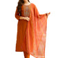 The52 Rust Women's Gorgeous Embroidered work Rayon Fabric Straight Kurta, Pant and Dupatta Set - Swadesiicart