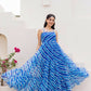 Aayaa Designer crape hand work Multi indo western - Blue