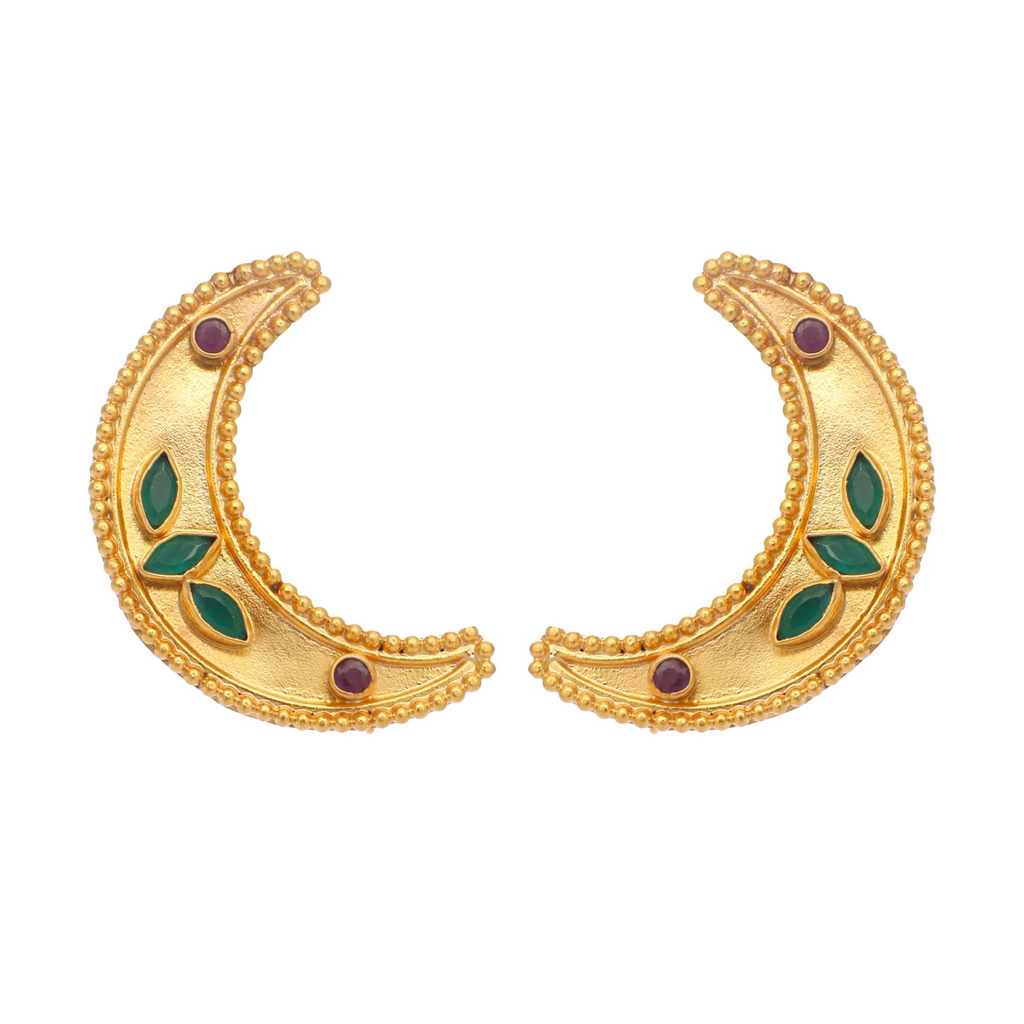 Nuyug 22K Gold Plated Green Lunar Earrings | Swadesiicart