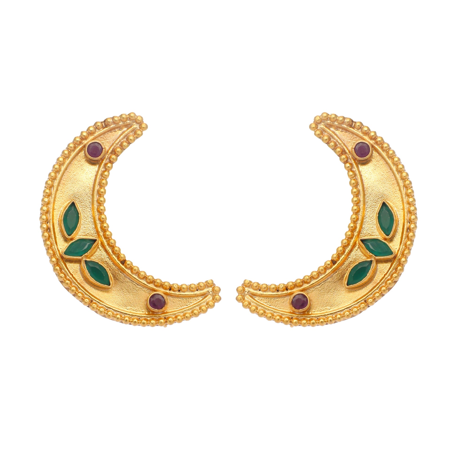 Nuyug 22K Gold Plated Green Lunar Earrings | Swadesiicart