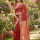 Shree Shyam Fashion Red Linen Cotton Saree
