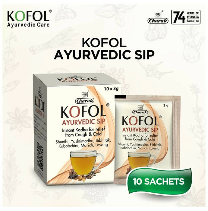 Charak Pharma Kofol Ayurvedic Sip Instant Kadha Sachet - Swadesiicart