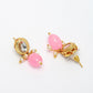 NVR Women's Pink Artificial Beads Layered Necklace with Drop Earring - Swadesiicart