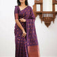 DEIANA'S Beautiful Designer Golden zari Soft Lichi Silk Saree - Wine - Swadesiicart