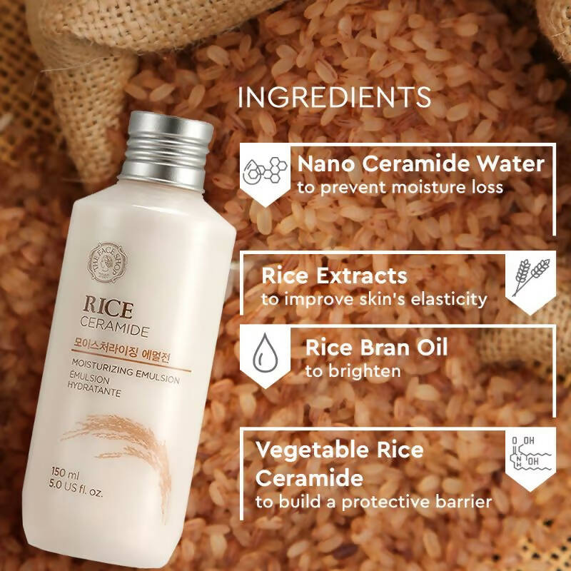 The Face Shop Rice & Ceramide Moisturizing Emulsion - Korean Skincare | Swadesiicart