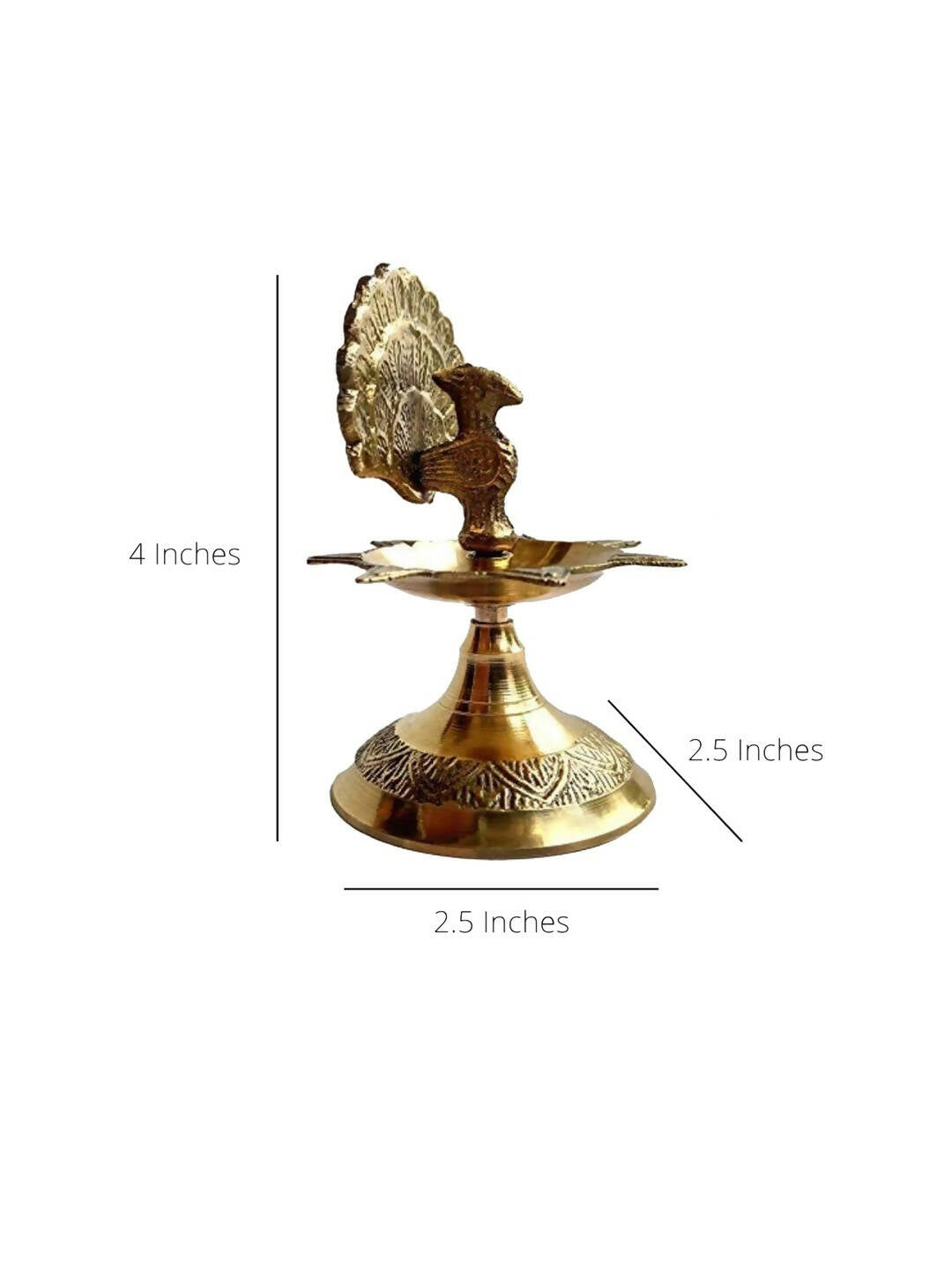 CraftVatika Gold Toned Brass Peacock Design Diya | Swadesiicart