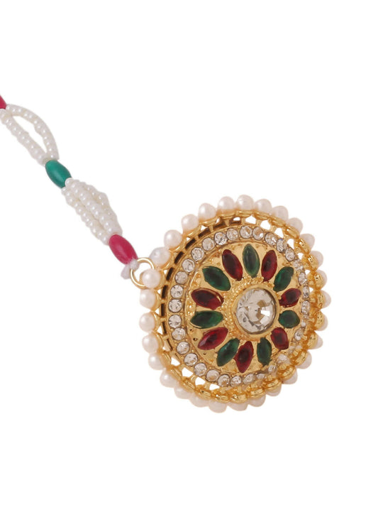 NVR Women's Trending Stylish Gold-Polished Maang Tikka | Swadesiicart