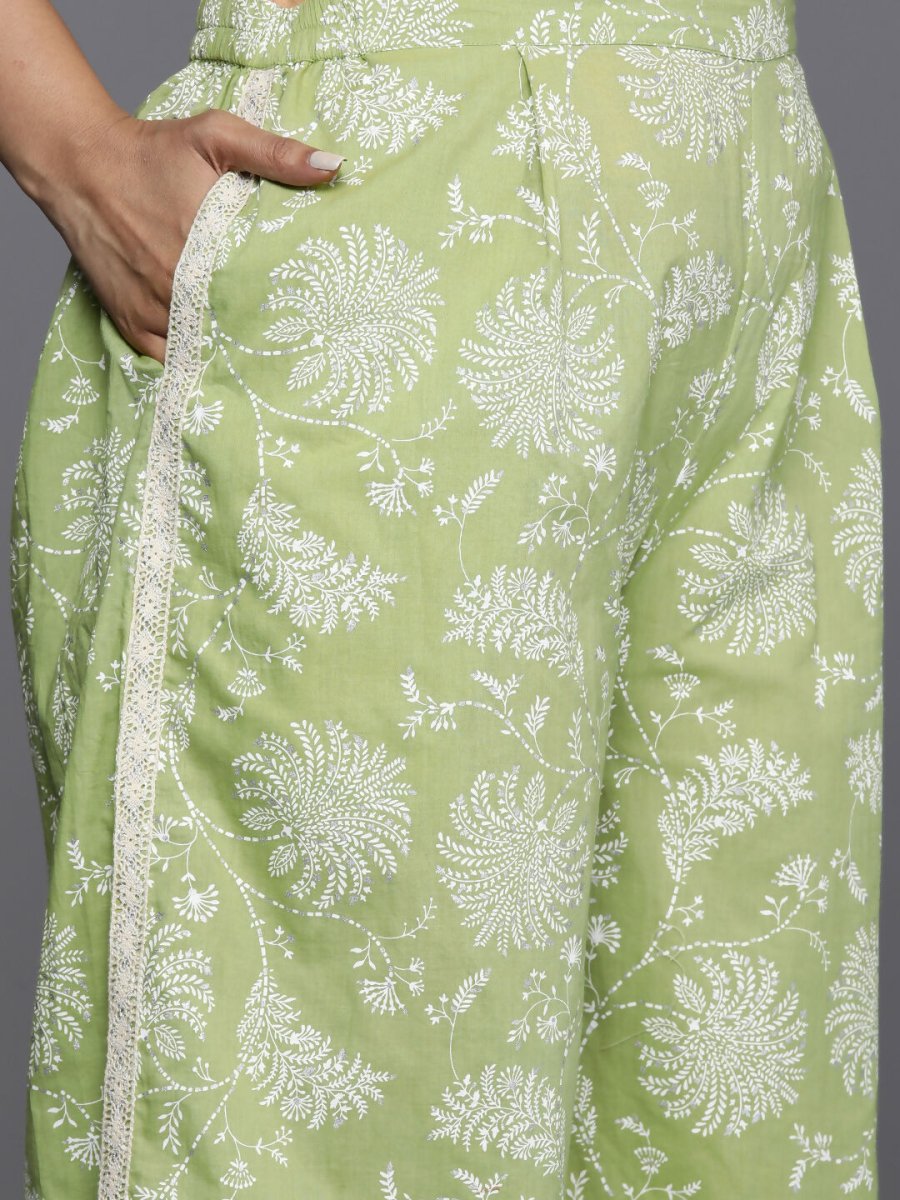 Ahalyaa Women's Traditional wear Co-ords - Green - Swadesiicart