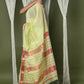Very Much Indian Handloom Cotton Silk Maheshwari Saree With Sleek Golden Border - Chartreuse Green | Swadesiicart