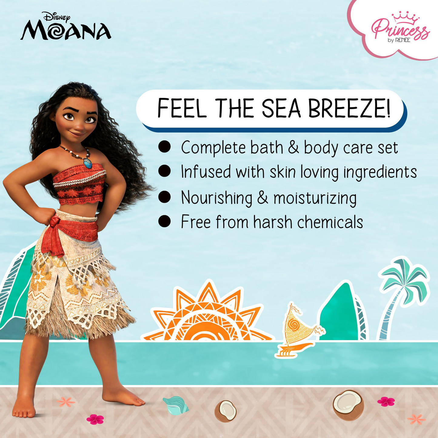 Renee Cosmetics Princess Disney Moana Bath & Body Care Set - Swadesiicart