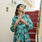 Vaasva Women Teal Muslin Tucks Kurta & Pant Set | Swadesiicart