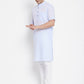 Even Apparels Blue Color Pure Cotton With Band Collar Men's H/S Kurta | Swadesiicart