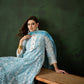 Blue Crystal Organza schiffli embroidery Kurta With Trouser & Dupatta - Bhumi
